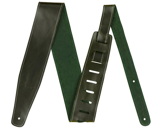 Fender Broken-In Leather Strap - Green 2.5"