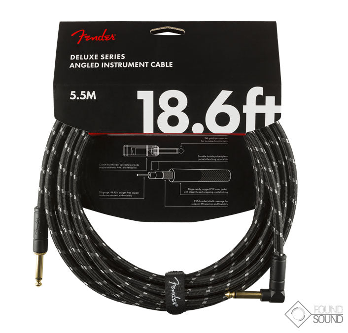 Fender Deluxe Series 18.6' Angled Instrument Cable Black Tweed