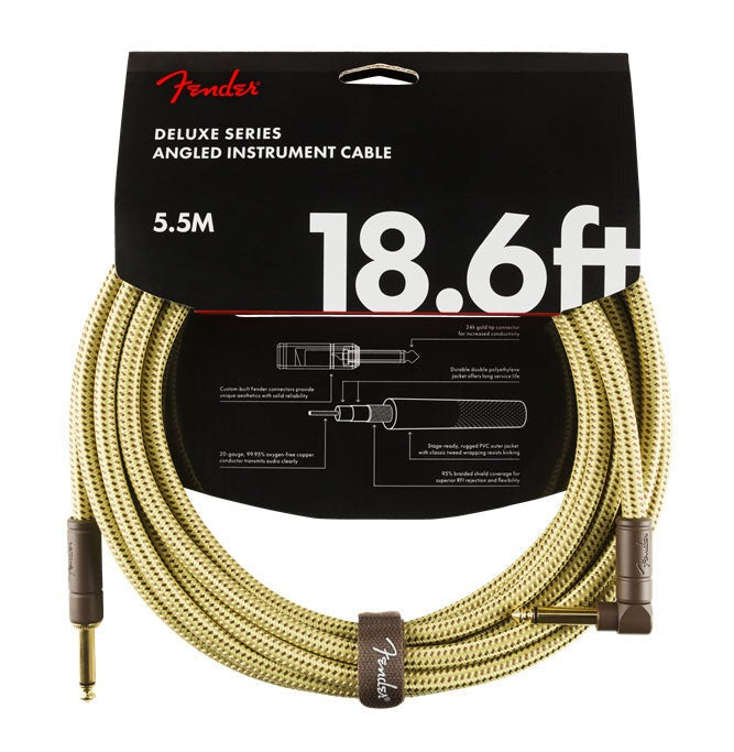 Fender Deluxe Series 18.6' Angled Instrument Cable Tweed