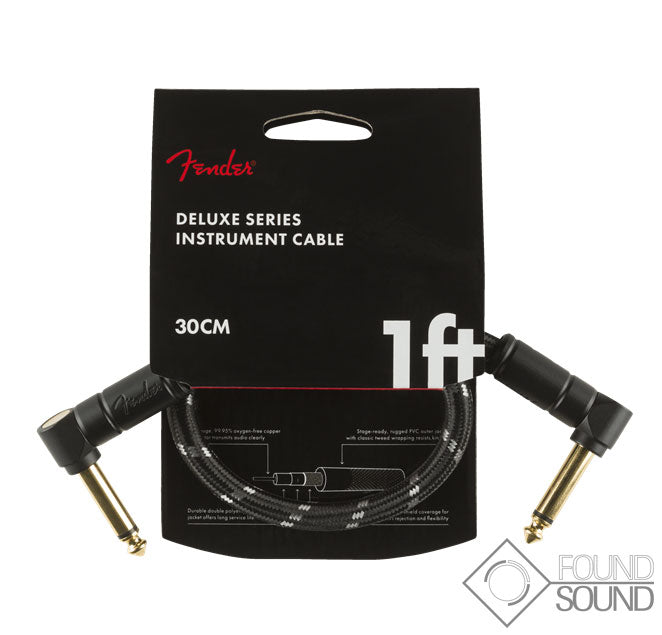 Fender Deluxe Series 1' Instrument Cable Angled Black Tweed
