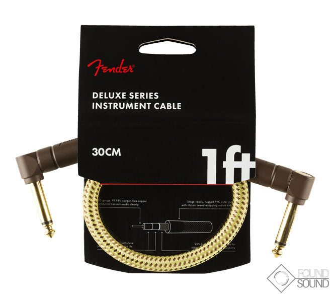 Fender Deluxe Series 1' Instrument Cable 1' Angled Tweed