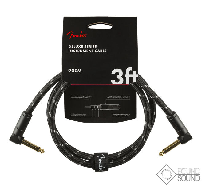 Fender Deluxe Series 3' Instrument Cable Angled Black Tweed