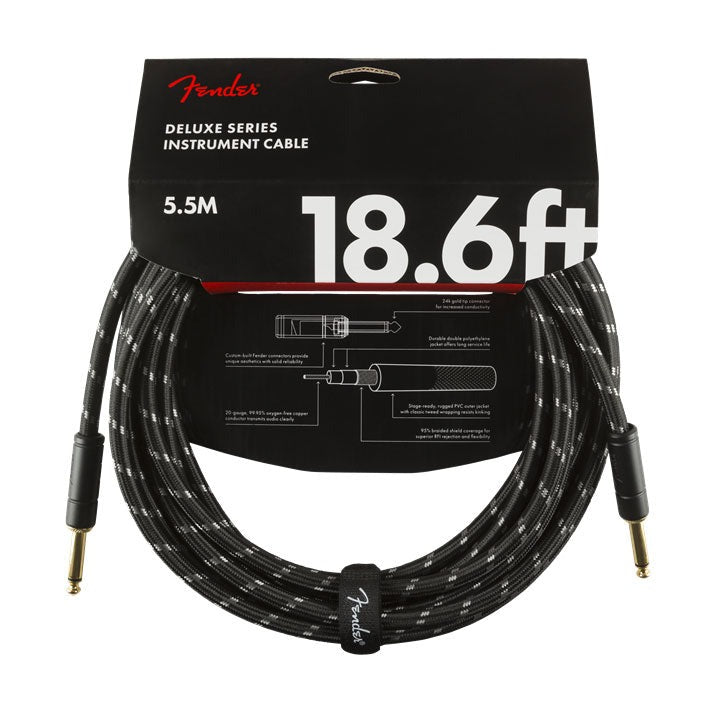 Fender Deluxe Series 18.6' Instrument Cable Black Tweed