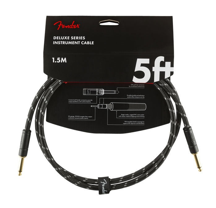 Fender Deluxe Series 5' Instrument Cable Black Tweed