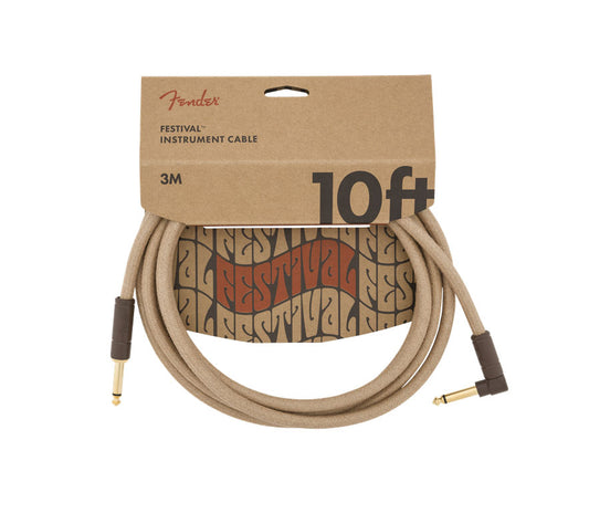 Fender 10' Angled Festival Instrument Cable Pure Hemp Natural
