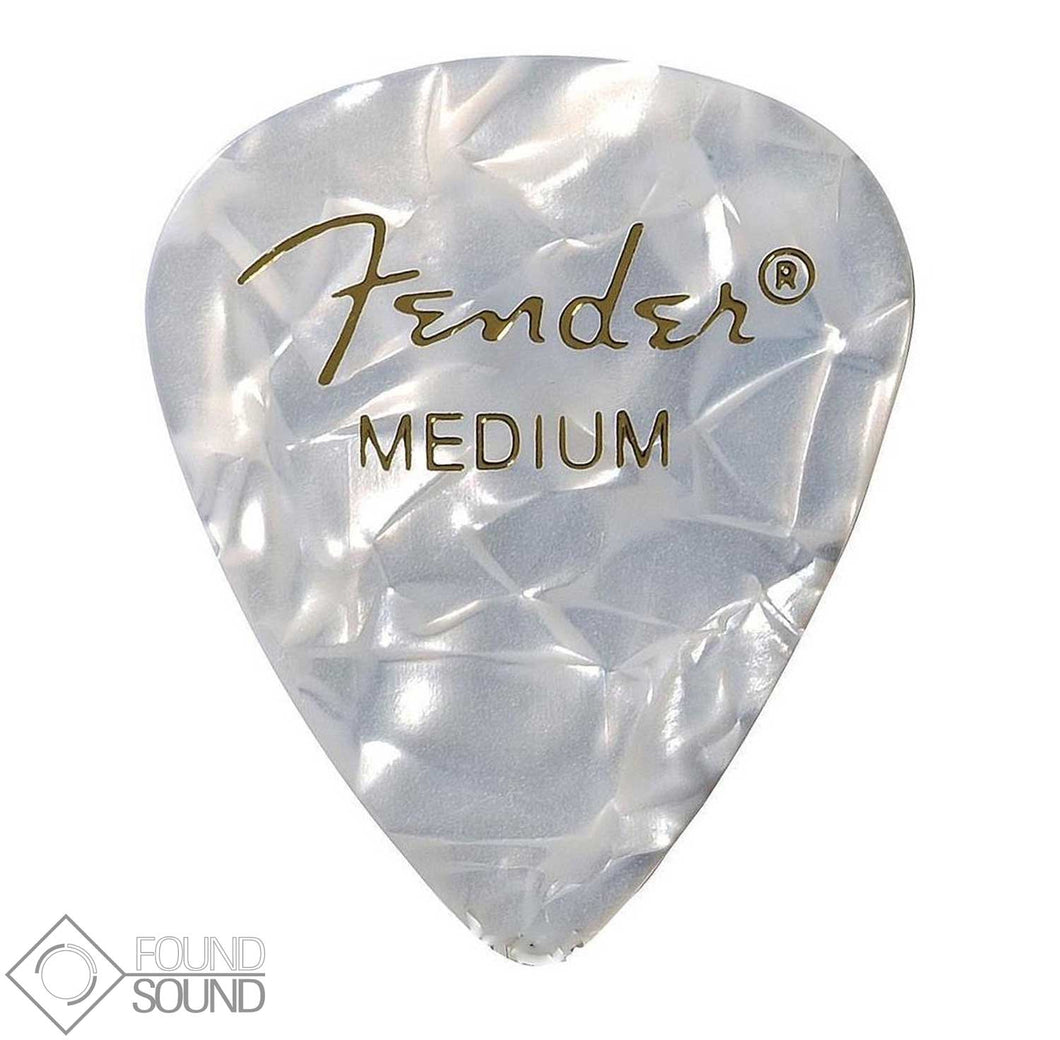 Fender 351 Shape Medium Premium Celluloid Picks - White Moto (Pack of 12)