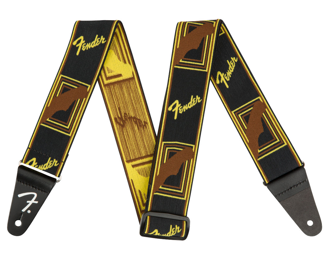 Fender WeighLess™ Monogrammed Strap (Black/Yellow/Brown)