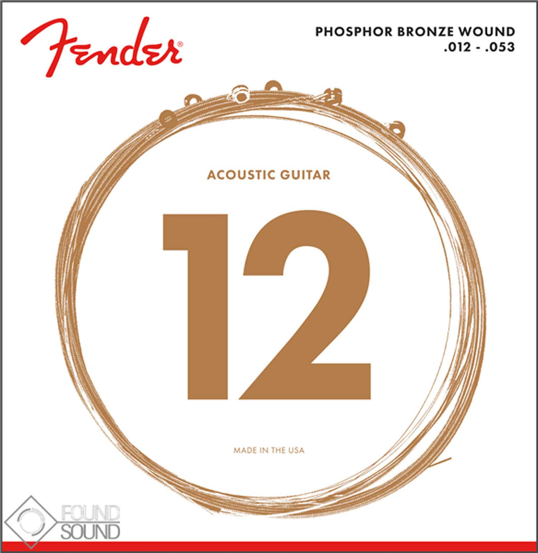 Fender 60L Phosphor Bronze Acoustic Guitar Strings 12-53