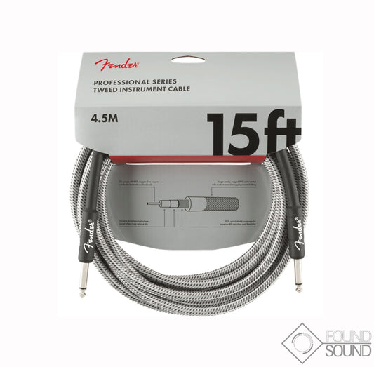 Fender Professional Series 15' Instrument Cable White Tweed