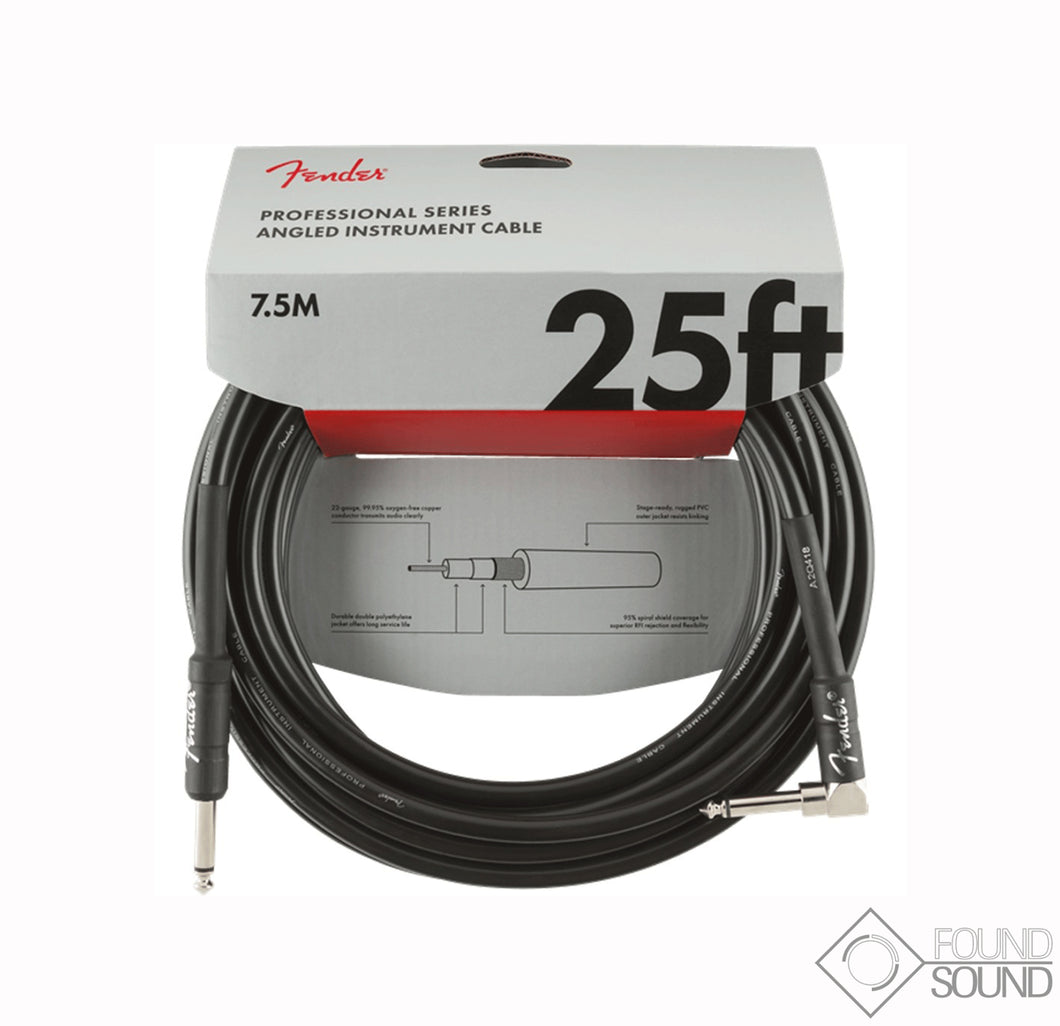 Fender Professional Series 25' Angled Instrument Cable Black