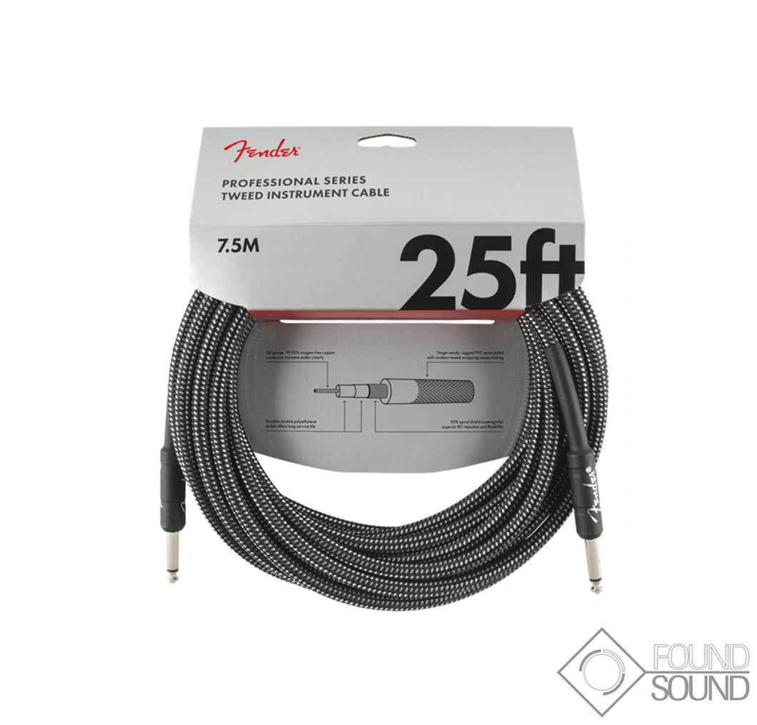Fender Professional Series 25' Instrument Cable Grey Tweed