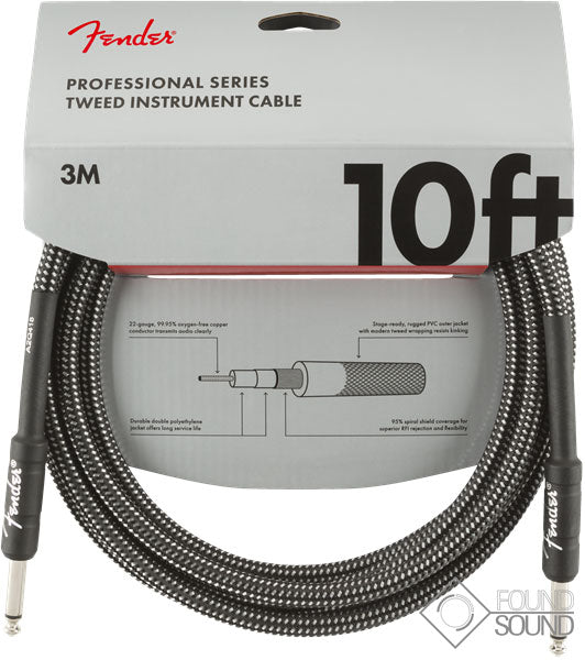 Fender Professional Series 10' Instrument Cable Grey Tweed
