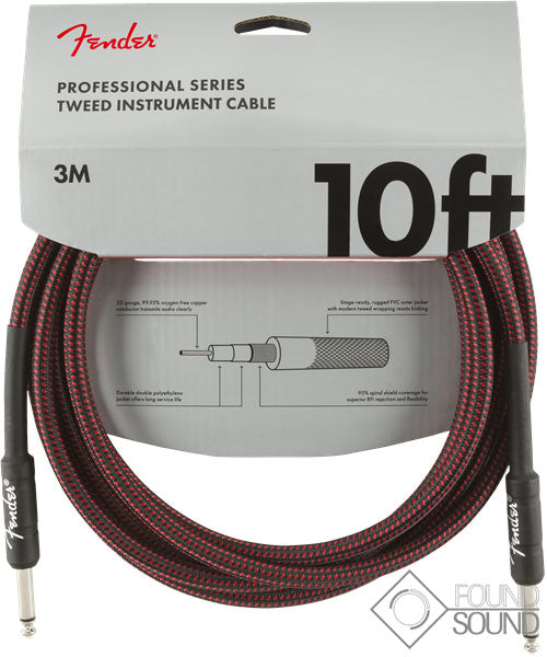 Fender Professional Series 10' Instrument Cable Red Tweed