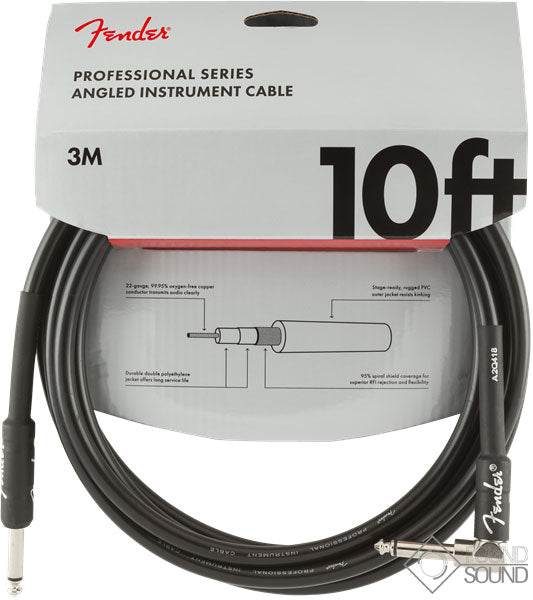 Fender Professional Series 10' Angled Instrument Cable Black