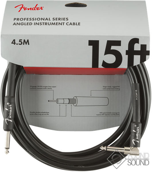 Fender Professional Series 15' Angled Instrument Cable Black
