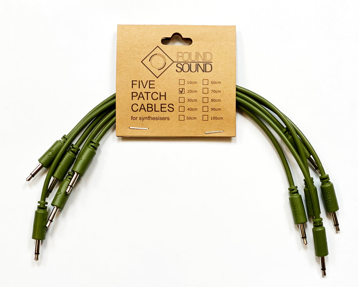 Found Sound 20cm Army Green Patch Cable x 5