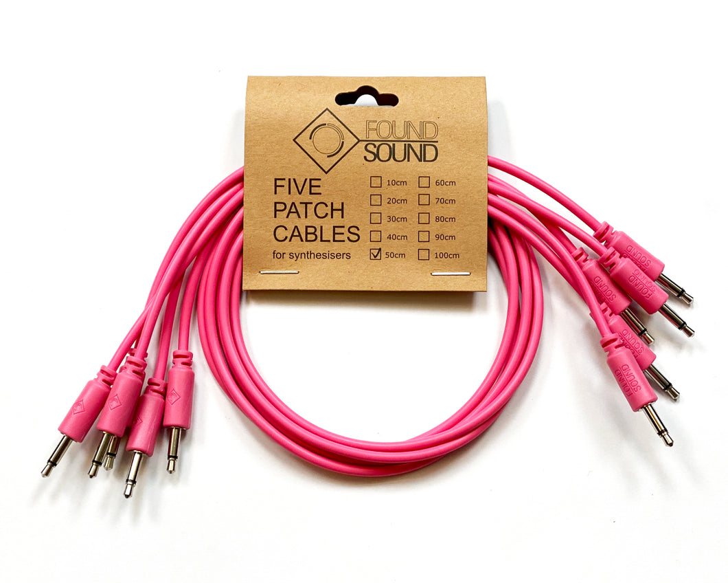 Found Sound 50cm Pink Patch Cable x 5