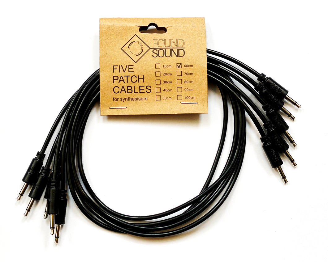 Found Sound 60cm Black Patch Cable x 5