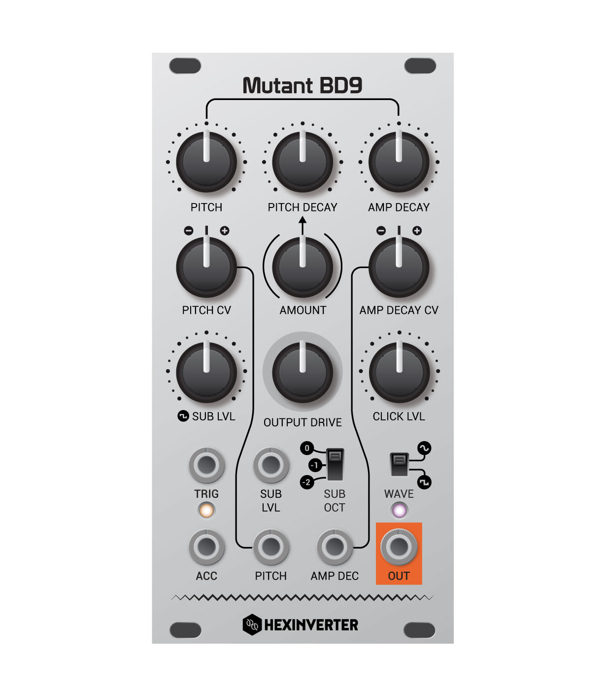 Hexinverter / Mutant Bassdrum ユーロラック Mutant Bassdrum — HEXINVERTER ÉLECTRONIQUE | HEXINVERTER.NET