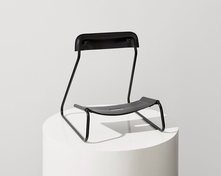 MINIM Sling Guitar Stand Black Leather/Black Frame