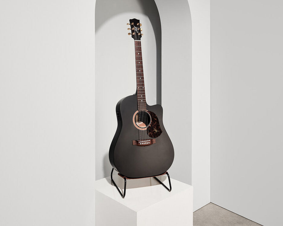 MINIM Sling Guitar Stand Tan Leather/Black Frame