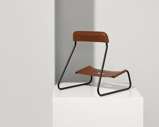 MINIM Sling Guitar Stand Tan Leather/Black Frame