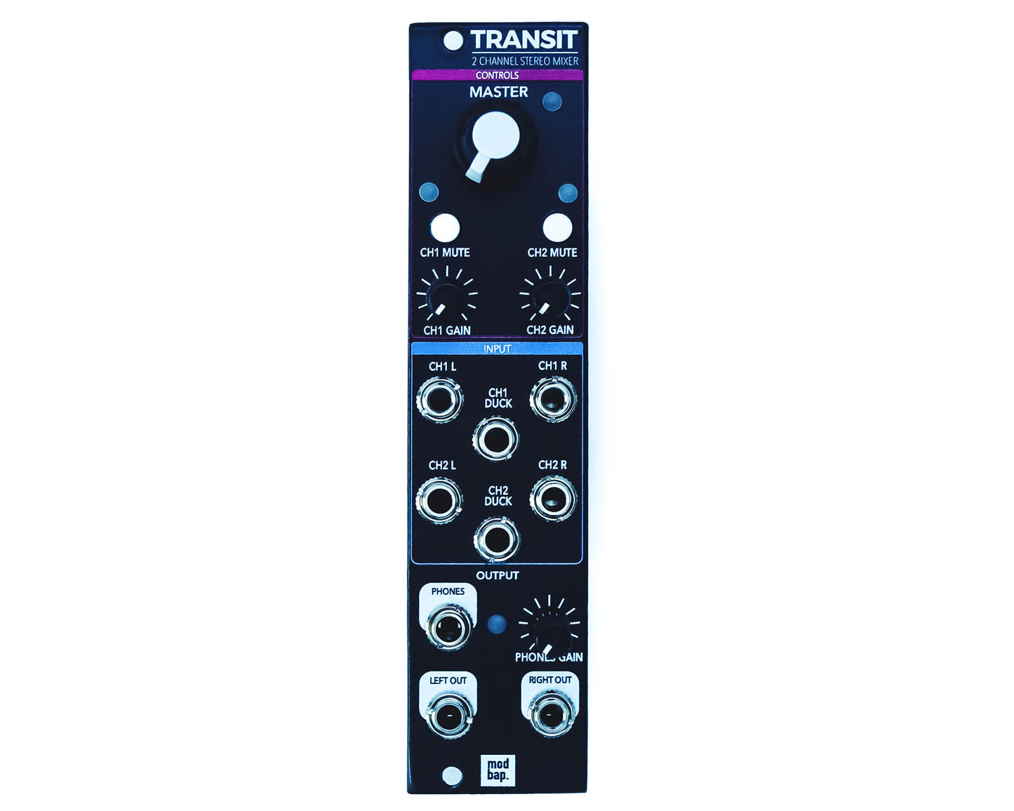 Modbap Modular Transit 2 Channel Stereo Eurorack Mixer