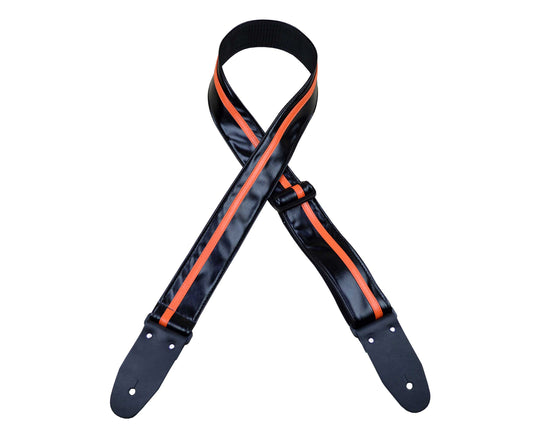 Colonial Leather Stripe Ragstrap - Black with Orange Stripe