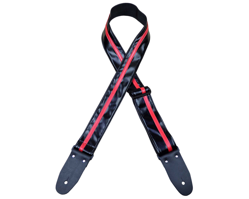 Colonial Leather Stripe Ragstrap - Black with Red Stripe