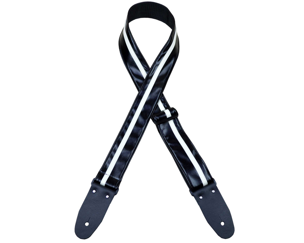 Colonial Leather Stripe Ragstrap - Black with White Stripe