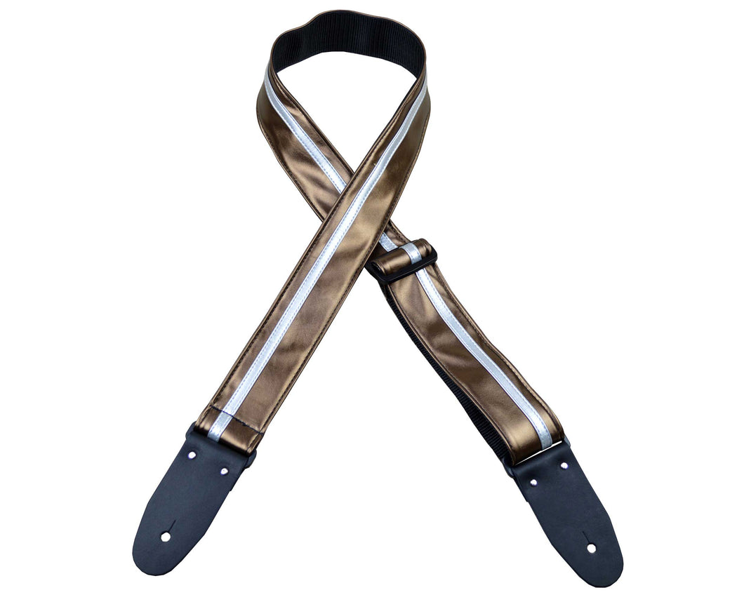 Colonial Leather Stripe Ragstrap - Bronze with Silver Stripe