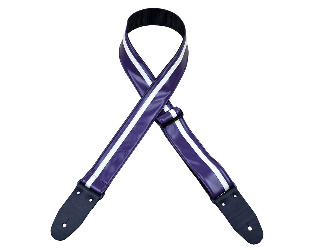 Colonial Leather Stripe Ragstrap - Purple with White Stripe