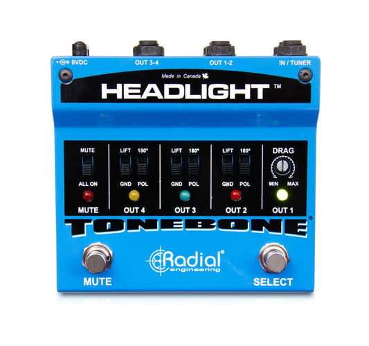 Radial Headlight Amp Switcher Fully Isolated Four Way Guitar Amp Selector