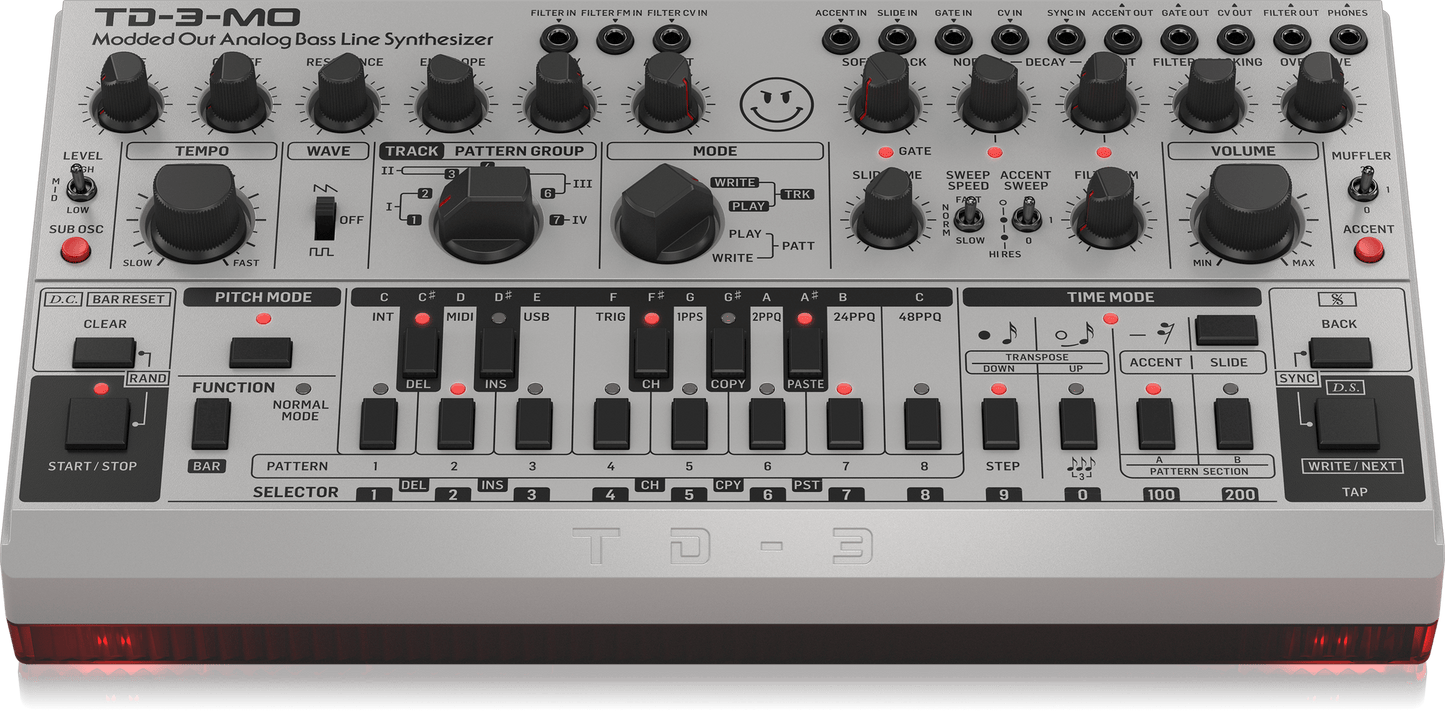Behringer TD-3 MO SR Modded Out Silver Analog Bass Line Synth