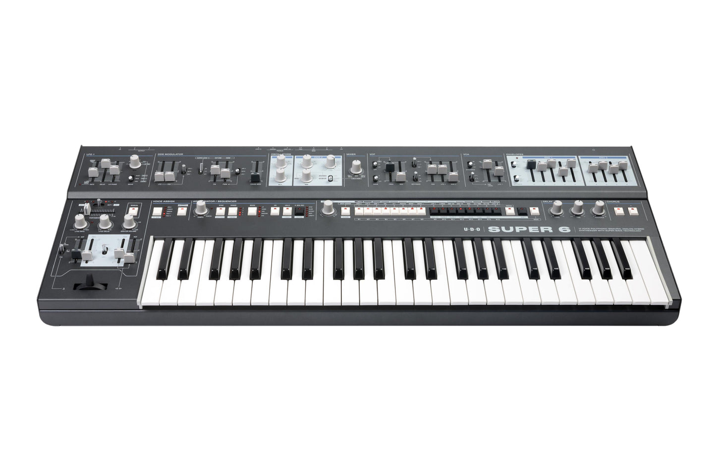 UDO Super 6 12 Voice Polyphonic Stereo-Analogue Hybrid Synthesizer - Grey