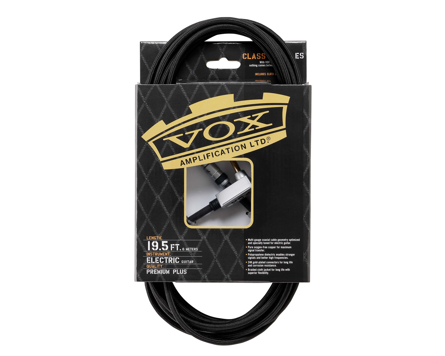 VOX VGC-19BK 19ft Class A Electric Guitar Cable Black