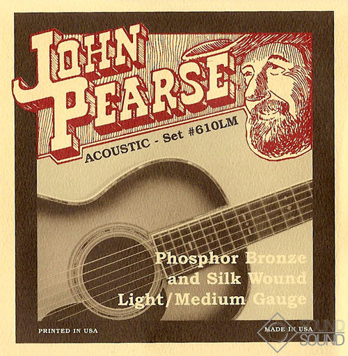 John Pearse 610LM Phosphor Bronze and Silk Wound Light/Medium Gauge Acoustic Guitar Strings