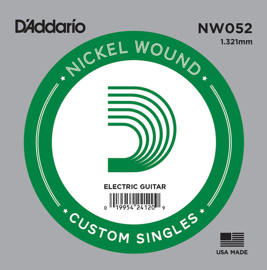 D'Addario NW052 Nickel Wound Electric Guitar Single String.052