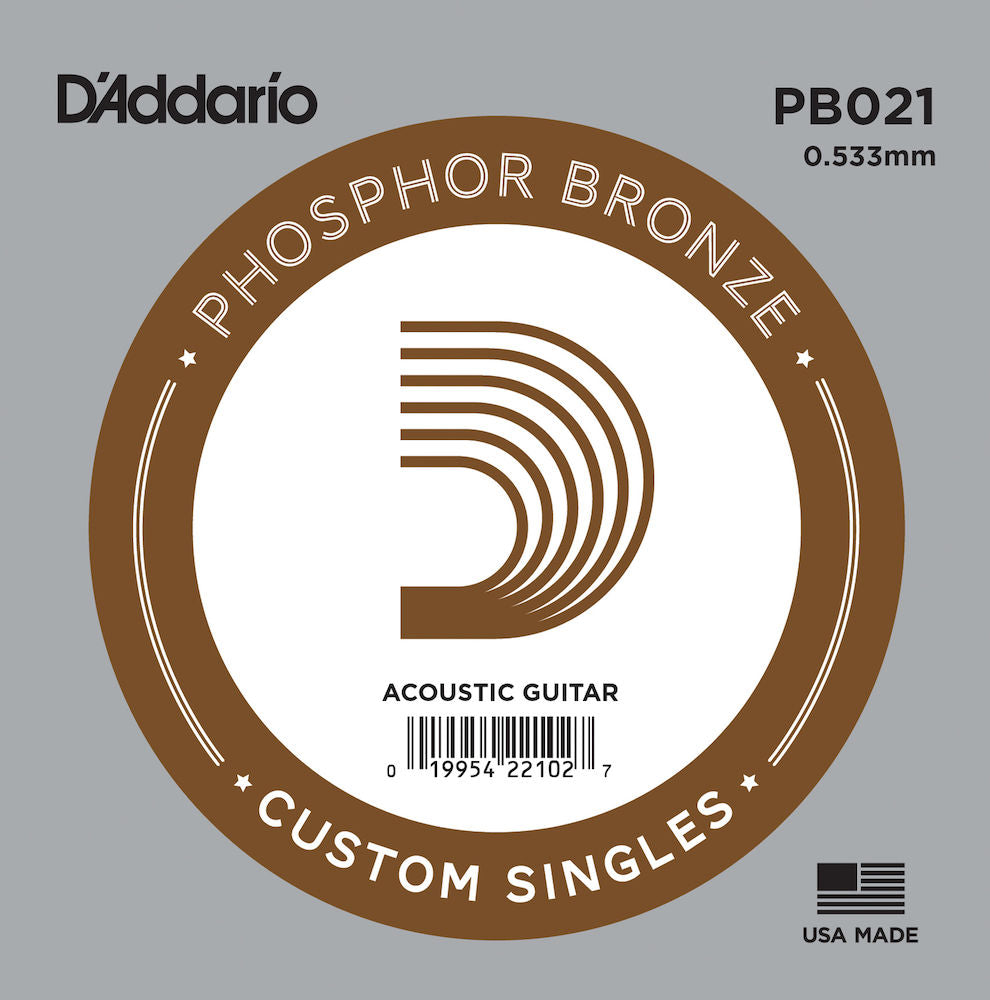 PB021 Phosphor Bronze Wound Acoustic Guitar Single String, .021