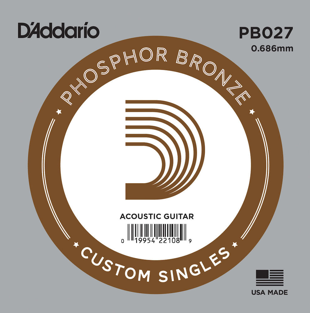 PB027 Phosphor Bronze Wound Acoustic Guitar Single String, .027