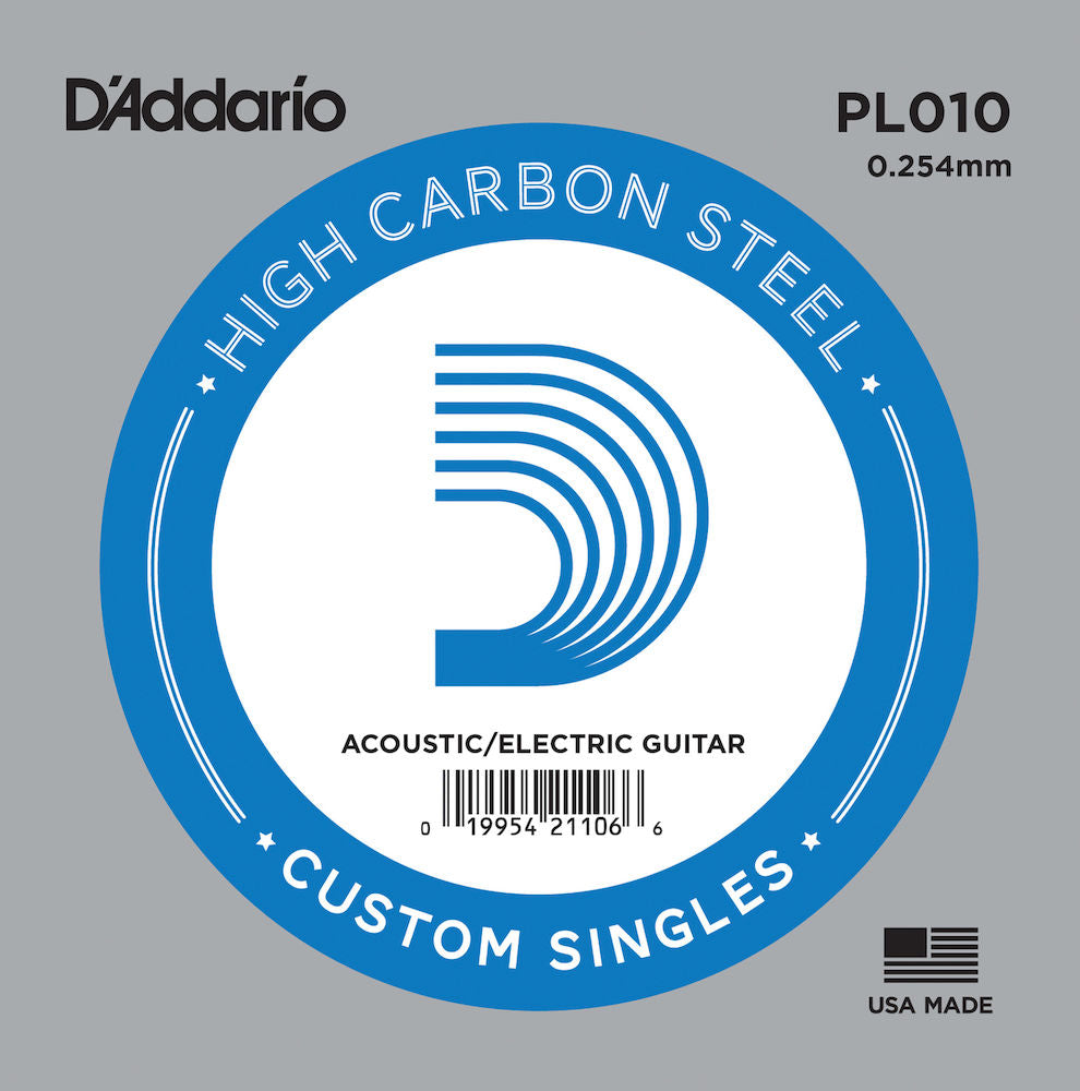 D'Addario PL010 Plain Steel Guitar Single String .010