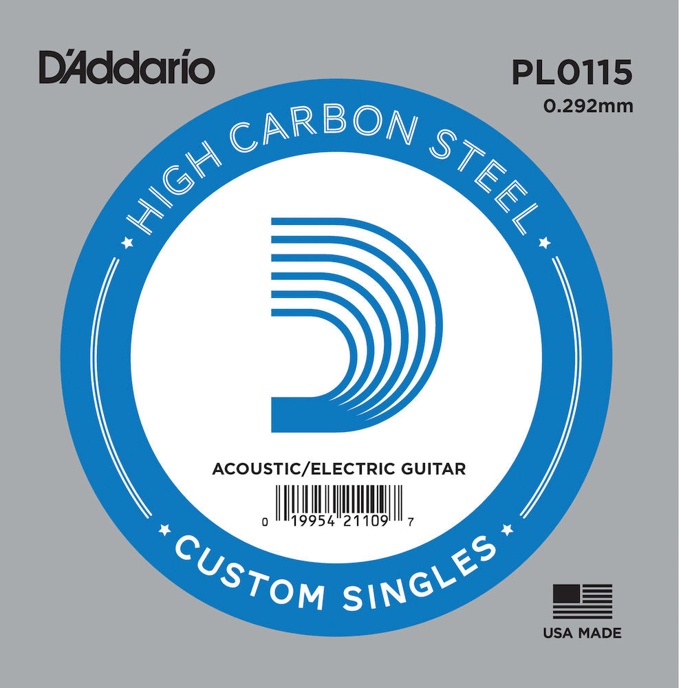 D'Addario PL0115 Plain Steel .0115 Gauge Guitar Single String
