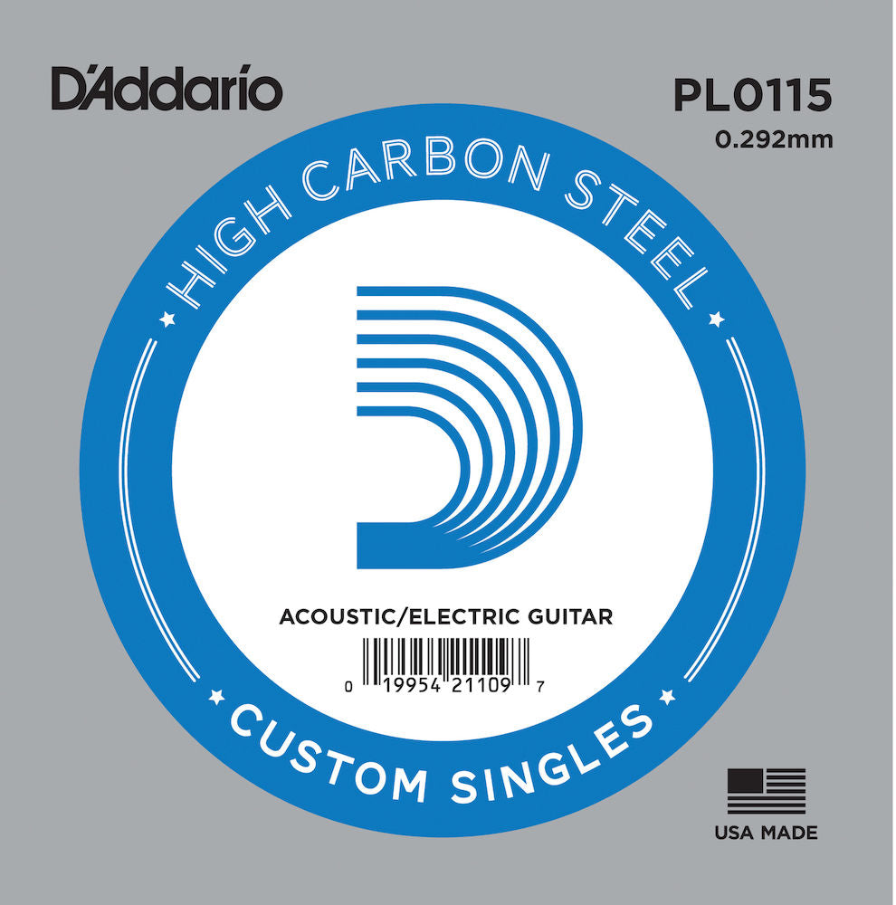 D'Addario PL0115 Plain Steel Guitar Single String, .0115