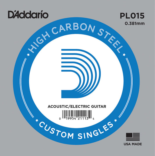 D'Addario PL015 Plain Steel Guitar Single String .015