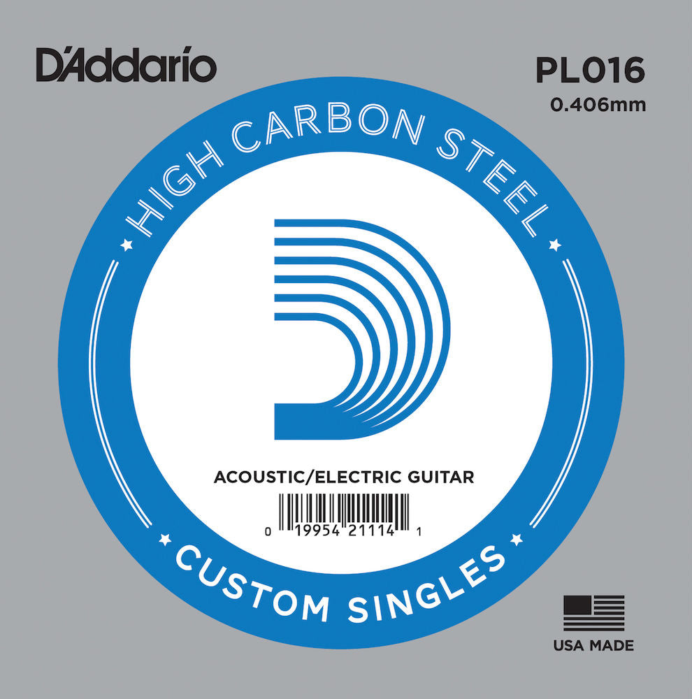 D'Addario PL016 Plain Steel .016 Guitar Single String