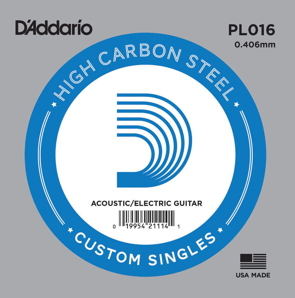 D'Addario D'Addario PL016 Plain Steel Guitar Single String, .016