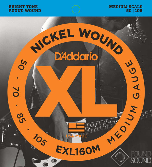 D'Addario EXL160M Medium Scale Bass Nickel Wound Guitar Strings